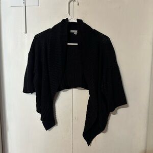 Short Sleeve Black Sweater Material Cover Up